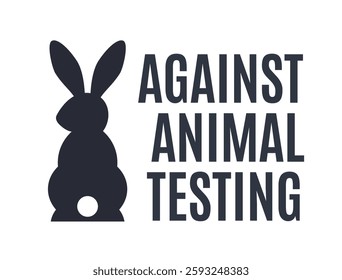 Against Animal Testing Icon with Rabbit Symbol. Not Tested on Animals Concept. Vector Illustration.