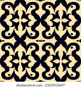 En un contexto beige, se despliega un intrincado patrón blanco y negro, que recuerda a las muqarnas fractales. el patrón art nouveau de planta emana elegancia.