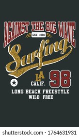 Against the big wave - Aged Tee Design For Printing