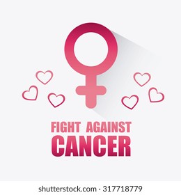 Against breast cancer campaign message, vector illustration.