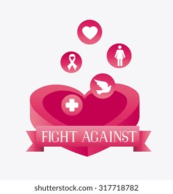 Against breast cancer campaign message, vector illustration.