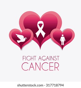 Against breast cancer campaign message, vector illustration.