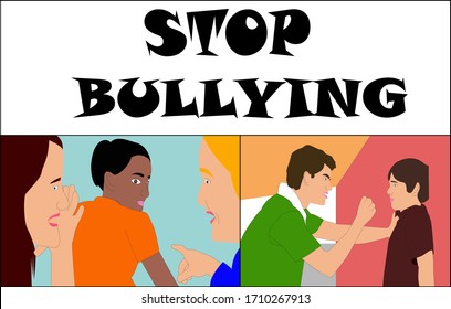 Against Bullying Representation Stop Bullying Teasing Stock Vector ...