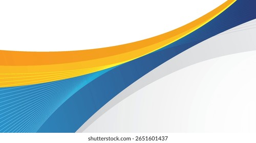 Contra um fundo branco limpo, as linhas laranja, azul e branca fluindo criam um design abstrato vibrante, perfeito para fundos e telas digitais com uma sensação moderna, suave e brilhante