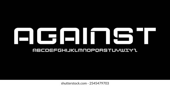 Against, Minimal font creative modern alphabet. Typography with regular and number. minimalist style fonts set. vector illustration
