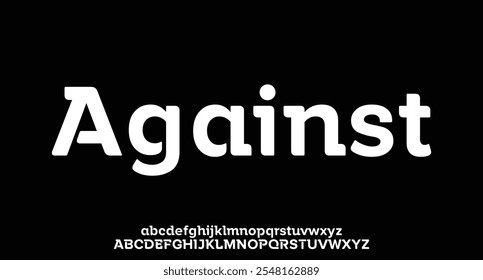 Against, Modern minimal abstract alphabet fonts. Typography technology, electronic, movie, digital, music, future, logo creative font.