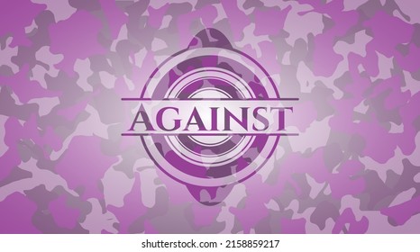 Against pink camouflage emblem. Vector Illustration. Detailed. 