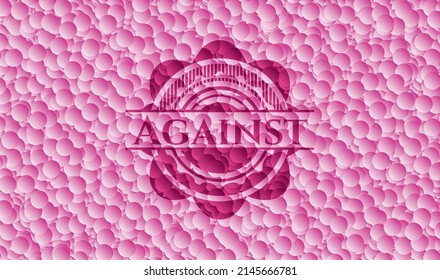 Auf rosafarbenem Emblem mit Blasenhintergrund. Vektorgrafik. Detaillierte Angaben. 