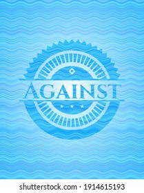 Against sky blue water wave style badge. Vector Illustration. Detailed. 