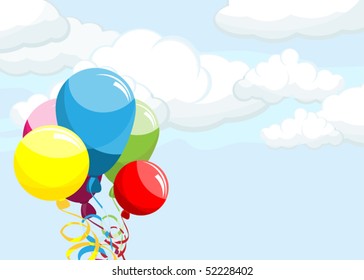 against the sky with clouds, Becket out of balloons
