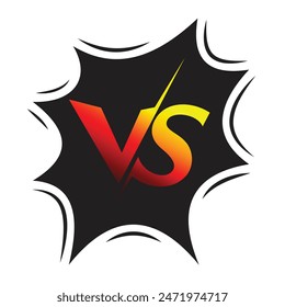 Against, a vector black dynamic tooltip with the letters VS on a white background.