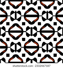Against a white backdrop, a striking black and red pattern repeats, forming an elegant fabric design. Inspired by the Art Deco movement, this border pattern creates a visually appealing contrast.