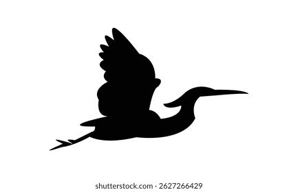 Agami heron bird Silhouette Design  And Vector Illustration. 
