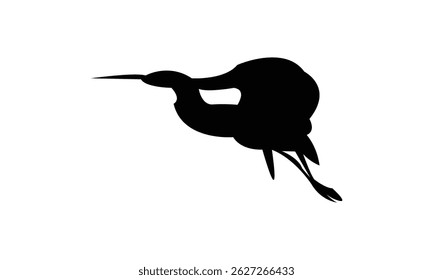 Agami heron bird Silhouette Design  And Vector Illustration. 
