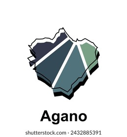 Agano City Map illustration, japanese country map design logotype element for template