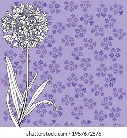 Agapanthus floral design and seamless pattern. Hand drawn flower vector design elements design for paper, fabric, interior decor, fill, cover, wallpaper, wrapping paper. Vector illustration svg