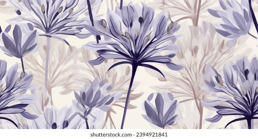 Agapanthus floral seamless pattern texture background. Ideal for printing on fabric and paper.