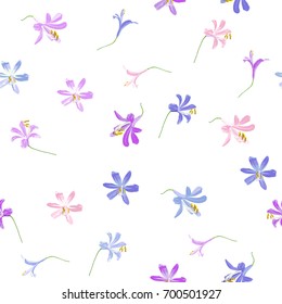 The agapanthus flower in fun. Blossom flower  is vector for seamless, pattern and background. 
