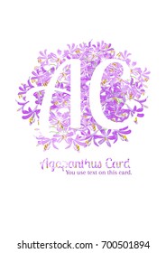 agapanthus flower spring for card, The text on circle design  with purple agapanthus flower is vector for card. 
