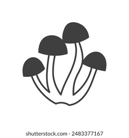 Agaric honey Mushroom Doodle Line Icon. Hand drawn forest fungus sketch. Food ingredient symbol. Isolated vector illustration