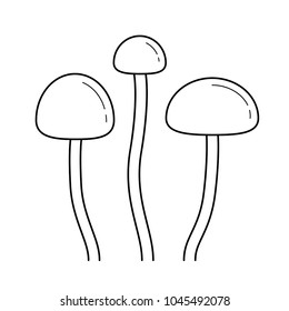 Agaric mushroom line icon isolated on white background. Vector line icon of healthy raw mushroom for infographic, website or app.