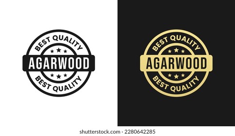 Agarwood label or Agarwood stamp vector isolated in flat style. Best Agar wood label vector for packaging design element. Agar wood stamp vector for product packaging design element.