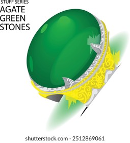 agate green stones wiith rings