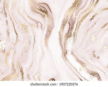 Agate mineral abstract painting background with gold splash texture. 