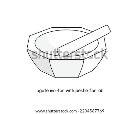 agate mortar with pestle for lab diagram for experiment setup lab outline vector illustration