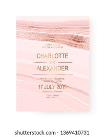 Agate slice invitation design card with gold stripes.