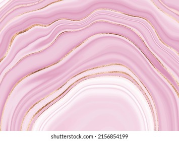 Agate stone background print design with natural mineral texture and gold waves.
