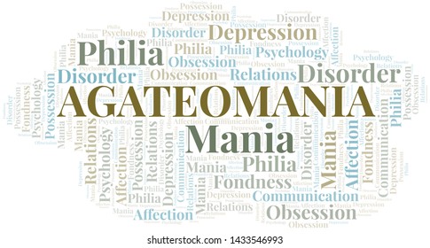 Agateomania word cloud. Type of mania, made with text only.