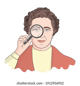 Agatha Christie Vector Illustration Portrait