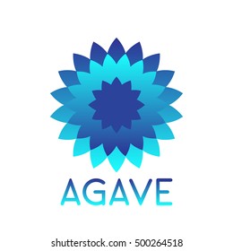 Agave, abstract blue logo template, vector illustration