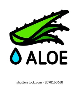 Agave aloe vera color line icon. Succulent leaves, cactus thorns. Green plant sprouts. Contour symbol. Vector color illustration isolated drawing.