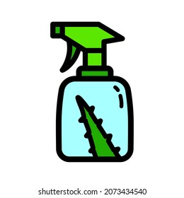 Agave aloe vera simple icon. Hydrating organic cosmetics. Cream, lotion or gel tube. Green succulent leaves logo. Sliced cactus thorns. Vector illistration isolated on white.