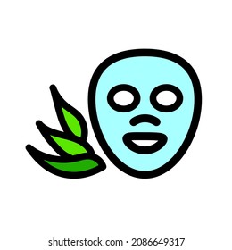 Agave aloe vera simple icon. Hydrating organic cosmetics. Cosmetic face mask. Green succulent leaves logo. Vector illistration isolated on white.