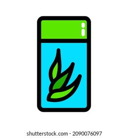 Agave aloe vera simple icon. Hydrating organic cosmetics. Cream, lotion or gel tube. Green succulent leaves logo. Sliced cactus thorns. Vector illistration isolated on white.