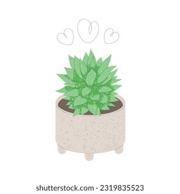 Agave in flowerpot. Trendy flat style illustration