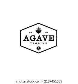 Agave Leaf Vintage Retro Rustic, Stamp Label vector design