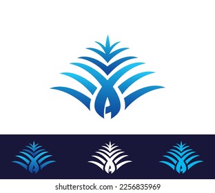 AGAVE LEAVES LOGO, silhouette of  green blue leaf vector illustrations