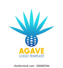 Agave plant, flower logo template over white