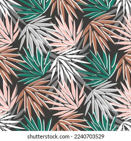 Agave plant, seamless pattern with vector hand drawn illustration