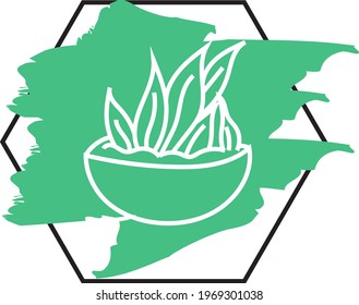 Agave in a pot, icon illustration, vector on white background