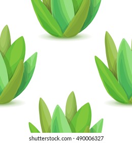 Agave - seamless pattern with desert plants. Nature floral background with green succulent leaf. Wallpaper with plantation of aloe. Vector illustration