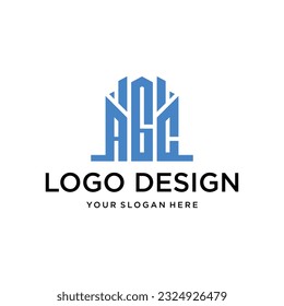 Vector de diseño de logotipos creativos de construcción AGC