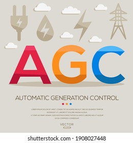 AGC mean (Automatic generation control) Energy acronyms ,letters and icons ,Vector illustration.