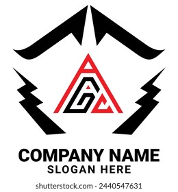 AGC triangle letter logo design with triangle shape. AGC triangle logo design monogram. AGC triangle vector logo template with red color. AGC triangular logo Simple,