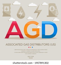 AGD mean (Associated Gas Distributors) Energy acronyms ,letters and icons ,Vector illustration.