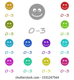 Age 0-3 multi color icon. Simple glyph, flat vector of universal icons for UI and UX, website or mobile application